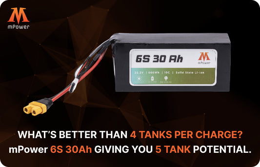 What’s Better Than 4 Tanks Per Charge? mPower 6S 30Ah Giving You 5 Tank Potential.