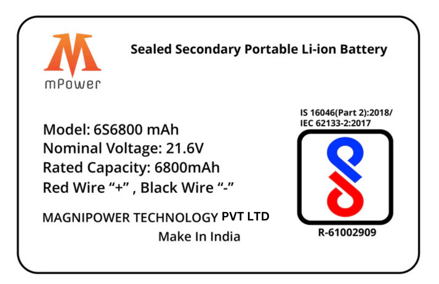 mPower 6S 6800mAh Lithium-Ion Battery for Surveillance Drones