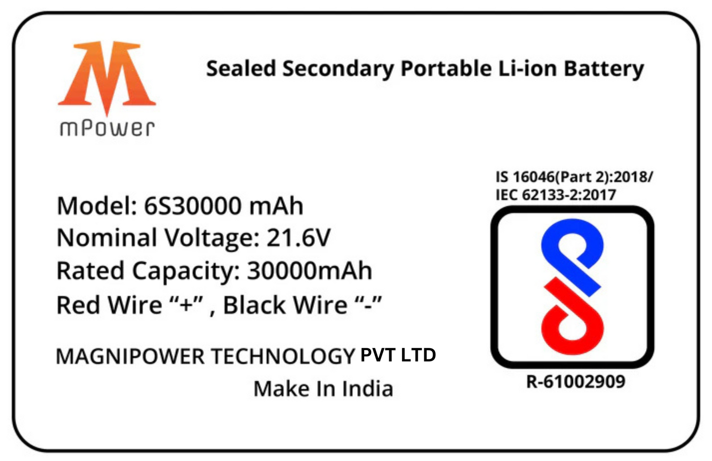 mPower 6S 30000mAh Lithium-Ion Battery for Delivery Drones