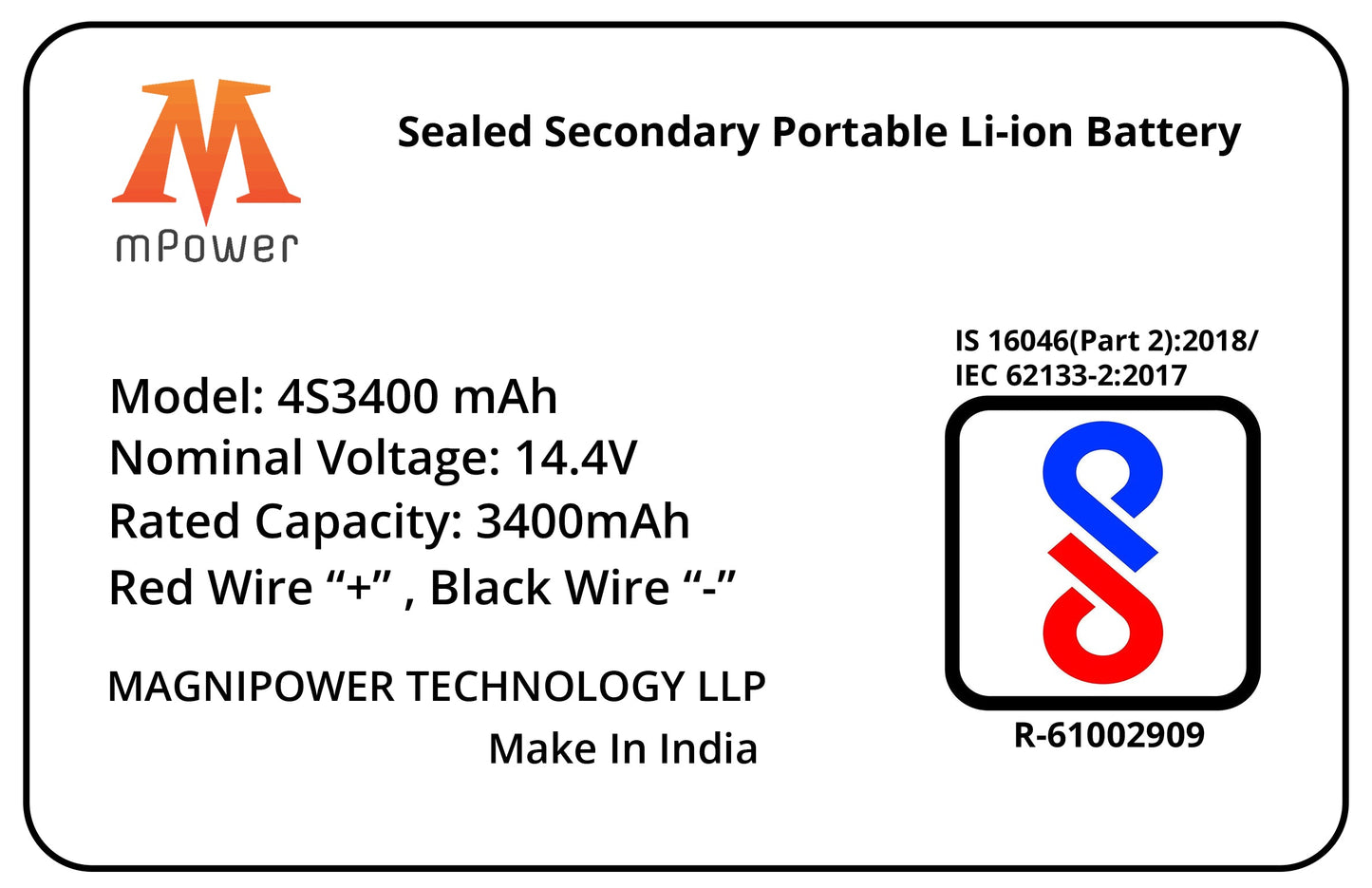 mPower 4S 3400mAh Lithium-Ion Battery for Survey Drones