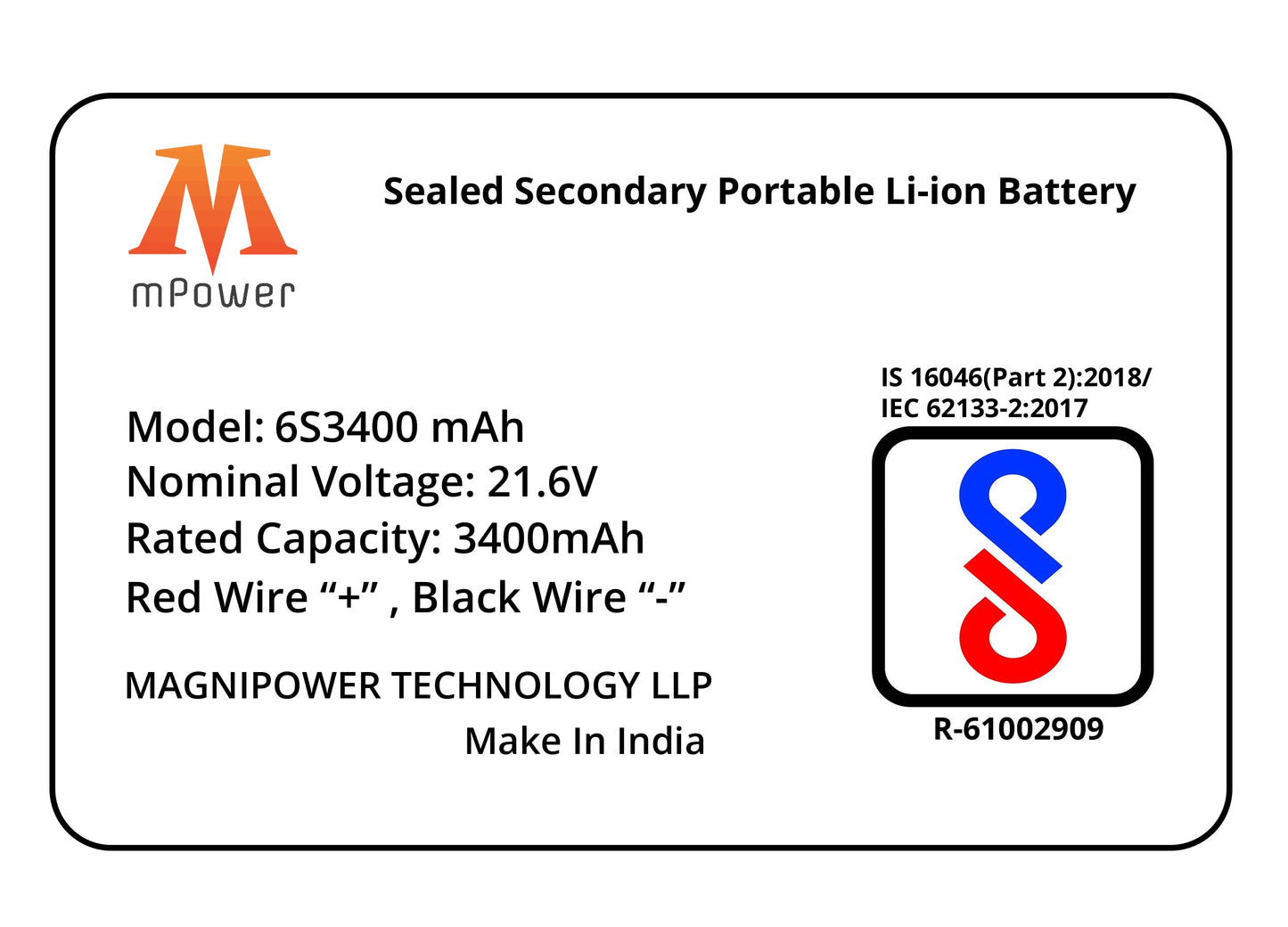 mPower 6S 3400mAh Lithium-Ion Battery for Surveillance Drones