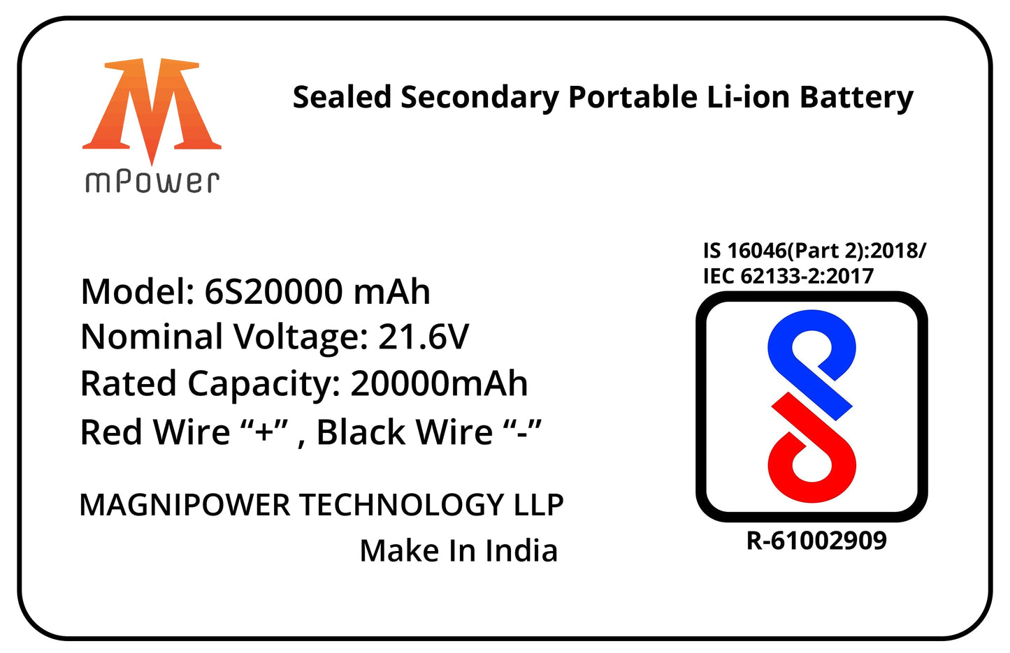 mPower 6S 20000mAh Lithium-Ion Battery for Surveillance Drones-mpowerlithium